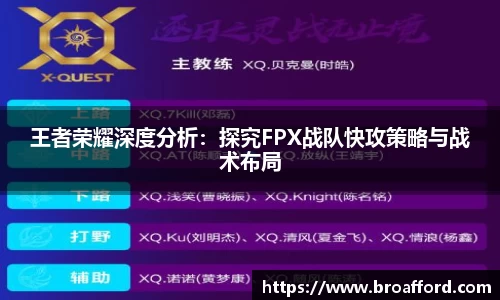 王者荣耀深度分析：探究FPX战队快攻策略与战术布局